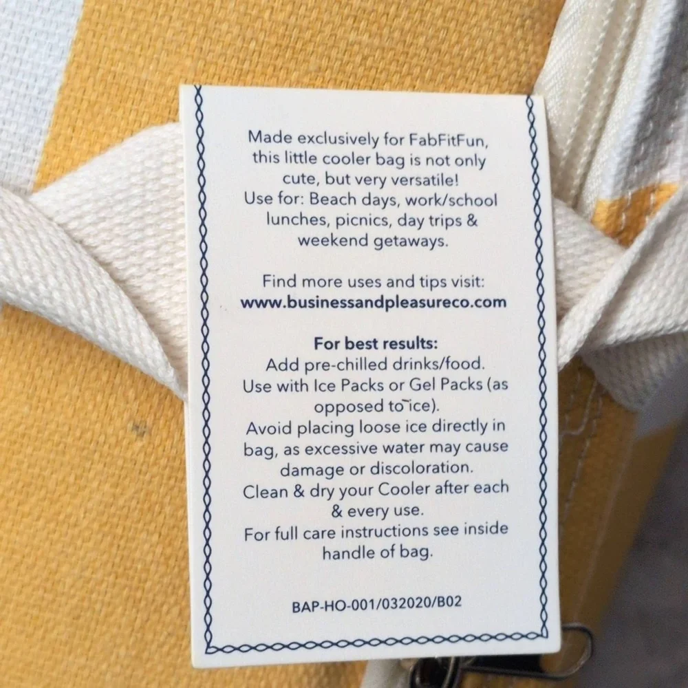 NWT Business & Pleasure Co. Yellow Gold White Striped Insulated Cooler Lunch Bag - Picture 6 of 8